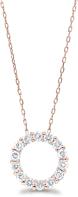 Rose Gold Diamond Circle Pendant Necklace PNG image