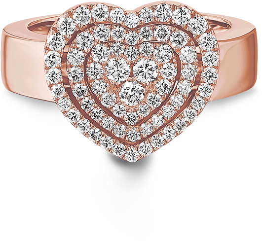 Rose Gold Diamond Heart Ring PNG image