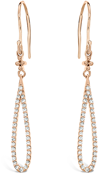 Rose Gold Drop Earringswith Diamonds PNG image