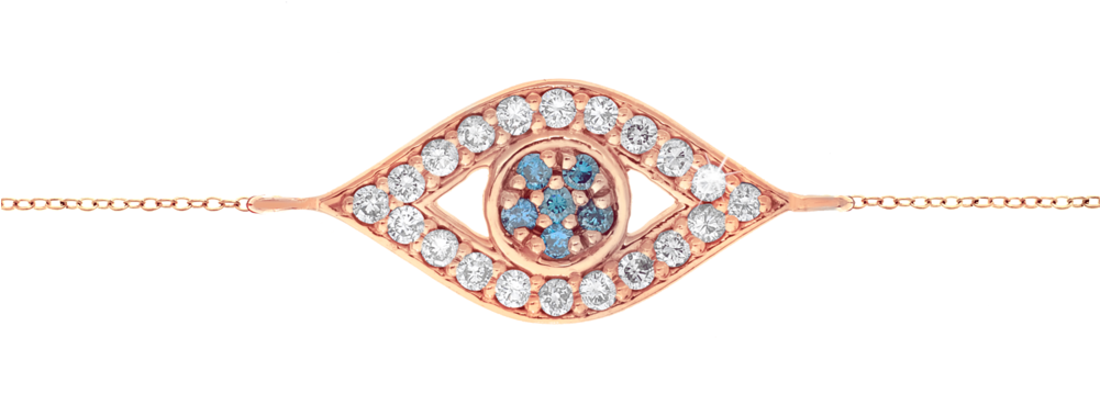 Rose Gold Evil Eye Braceletwith Diamondsand Sapphires PNG image