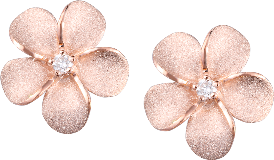 Rose Gold Flower Earringswith Diamonds PNG image