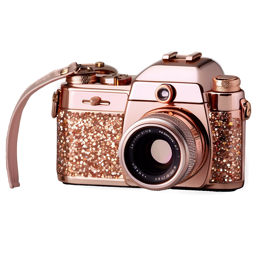 Rose Gold Glitter Camera Png 06252024 PNG image