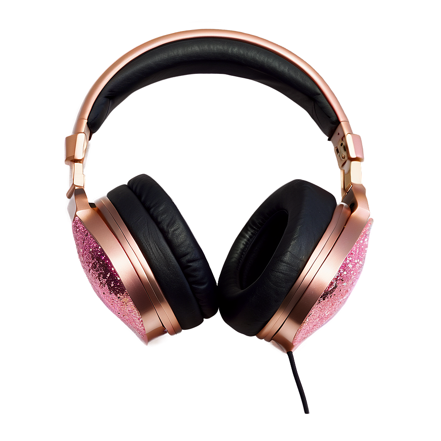 Rose Gold Glitter Headphones Png Flp PNG image