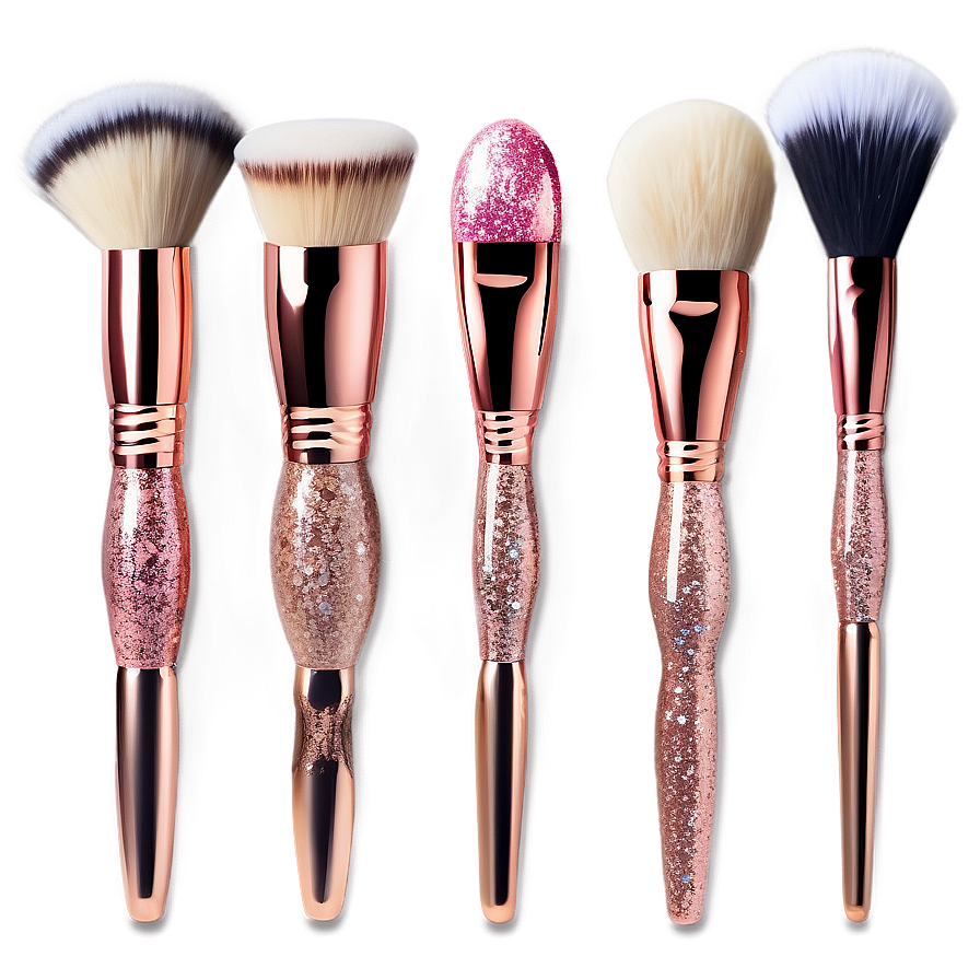 Rose Gold Glitter Makeup Brushes Png 7 PNG image