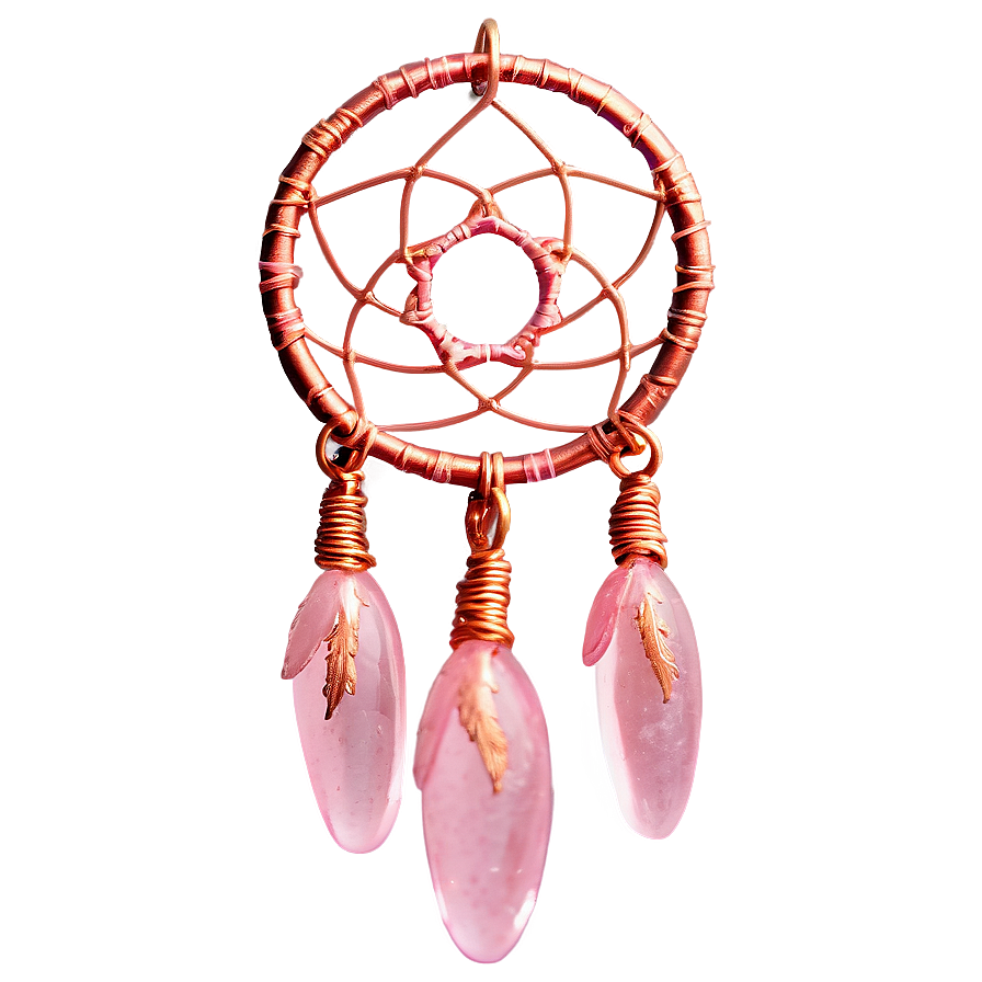 Rose Quartz Dreamcatcher Charm Png 06272024 PNG image