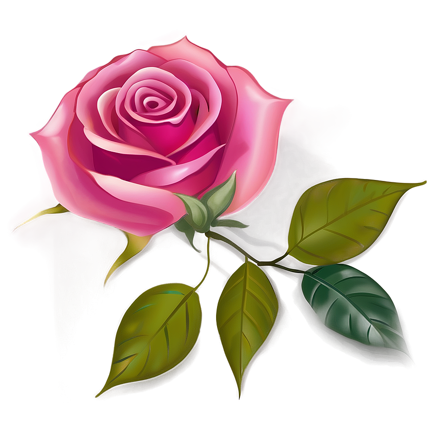 Rose With Leaves Clipart Png 06272024 PNG image