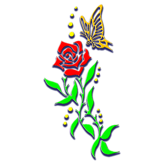 Roseand Butterfly Artwork PNG image