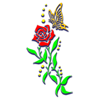 Roseand Butterfly Graphic PNG image