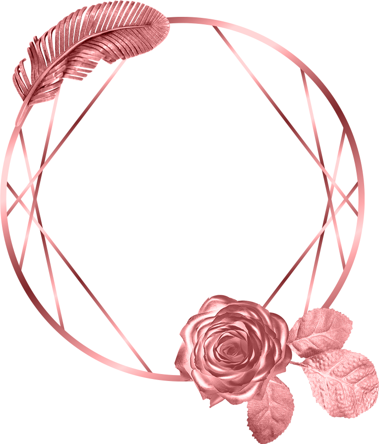Roseand Feather Circular Frame PNG image
