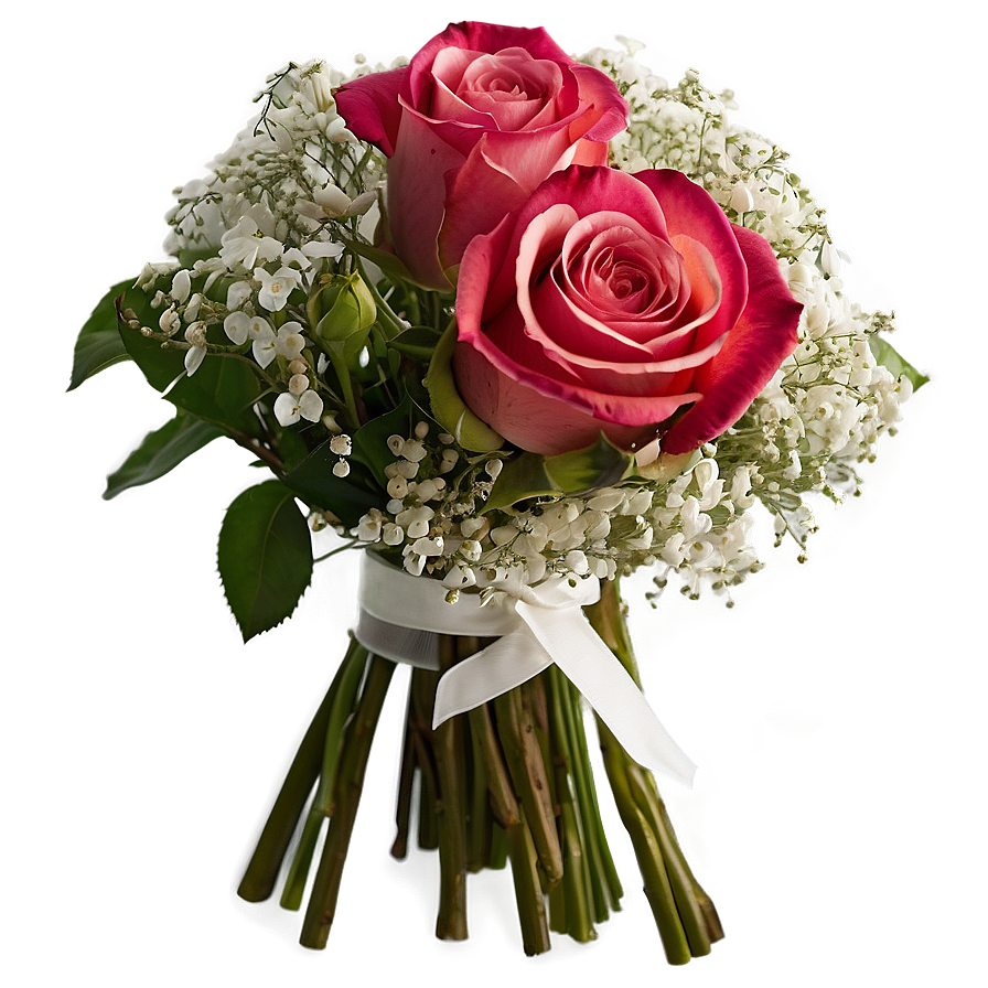 Roses And Baby's Breath Bouquet Png Xfb15 PNG image