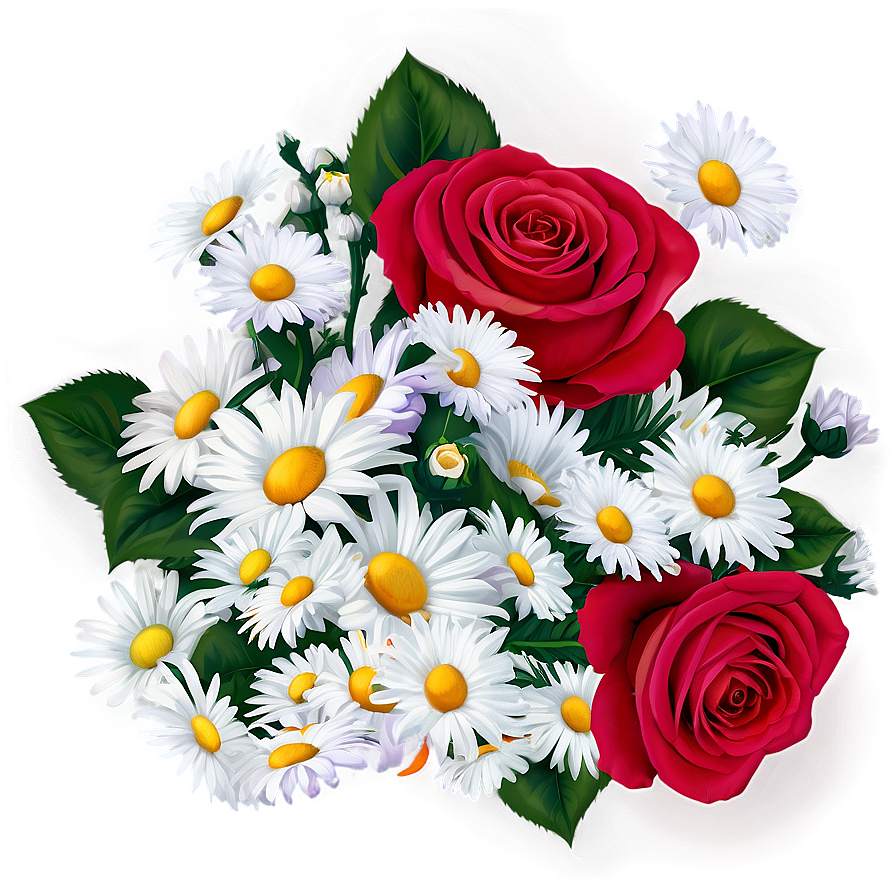 Roses And Daisies Bouquet Png Btk44 PNG image