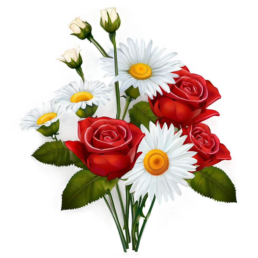 Roses And Daisies Bouquet Png Udd30 PNG image