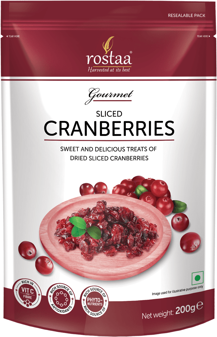 Rostaa Gourmet Sliced Cranberries Package PNG image