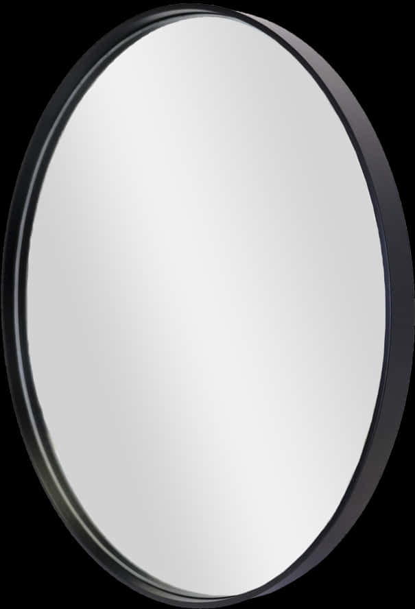Round Black Frame Mirror PNG image