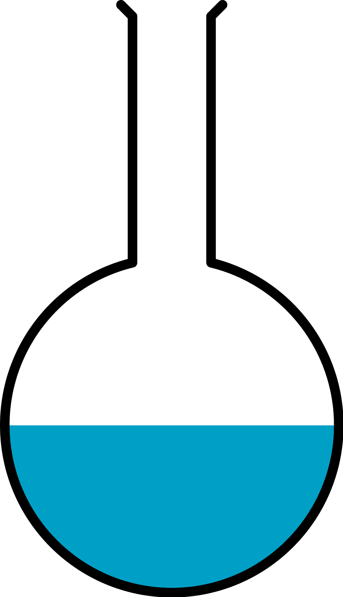 Round Bottom Flaskwith Blue Liquid PNG image