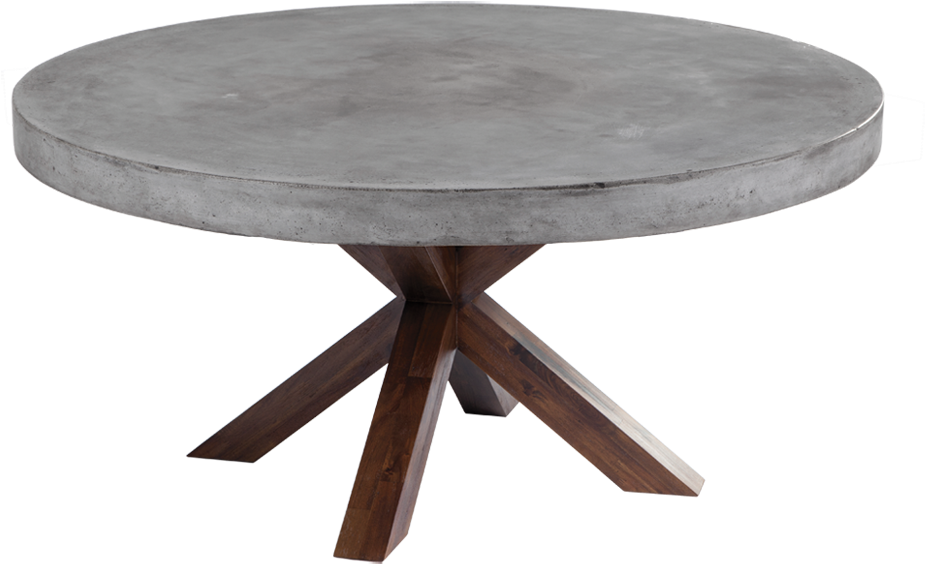 Round Concrete Top Dining Tablewith Wooden Legs.png PNG image