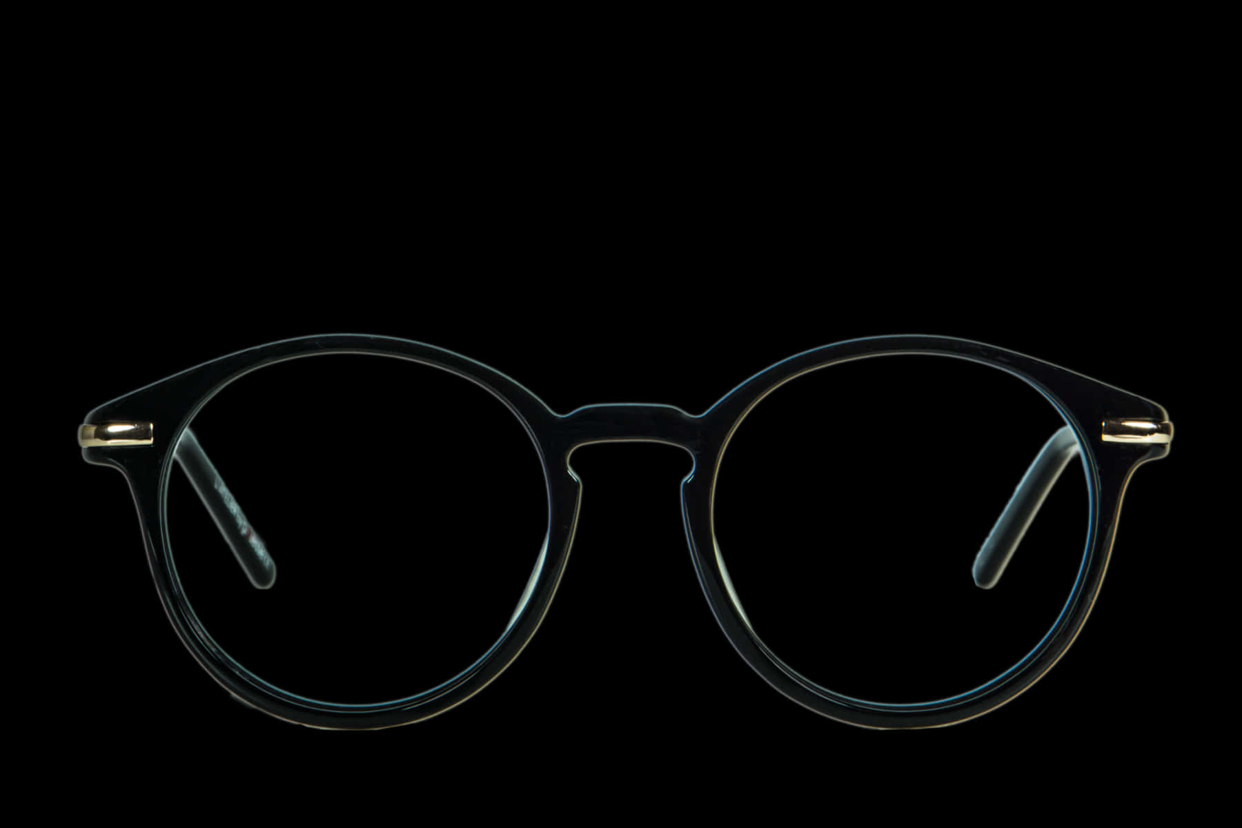 Round Frame Glasses Black Background PNG image