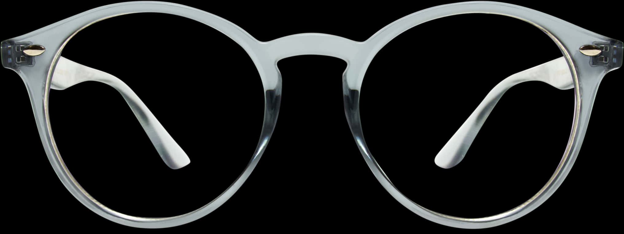 Round Frame Glasses Isolatedon Black PNG image