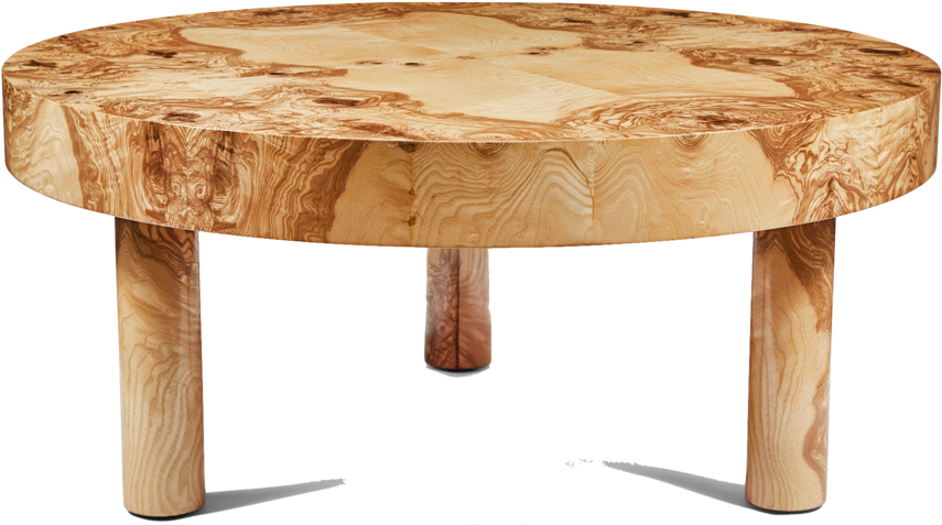 Round Wooden Coffee Table.png PNG image