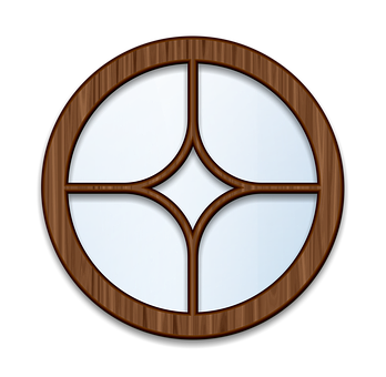 Round Wooden Frame Window PNG image