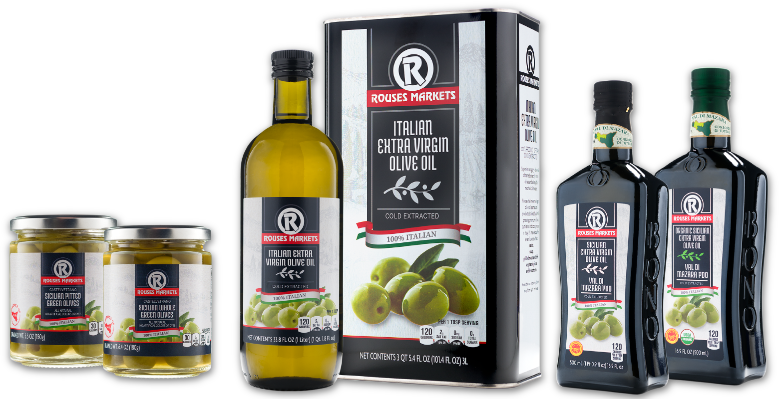 Rouses Markets Italian Extra Virgin Olive Oil Collection PNG image