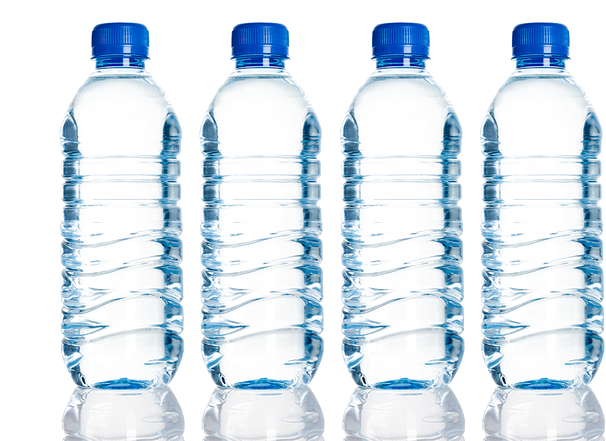 Rowof Plastic Water Bottles PNG image