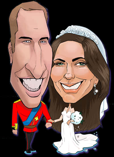 Royal Couple Caricature PNG image