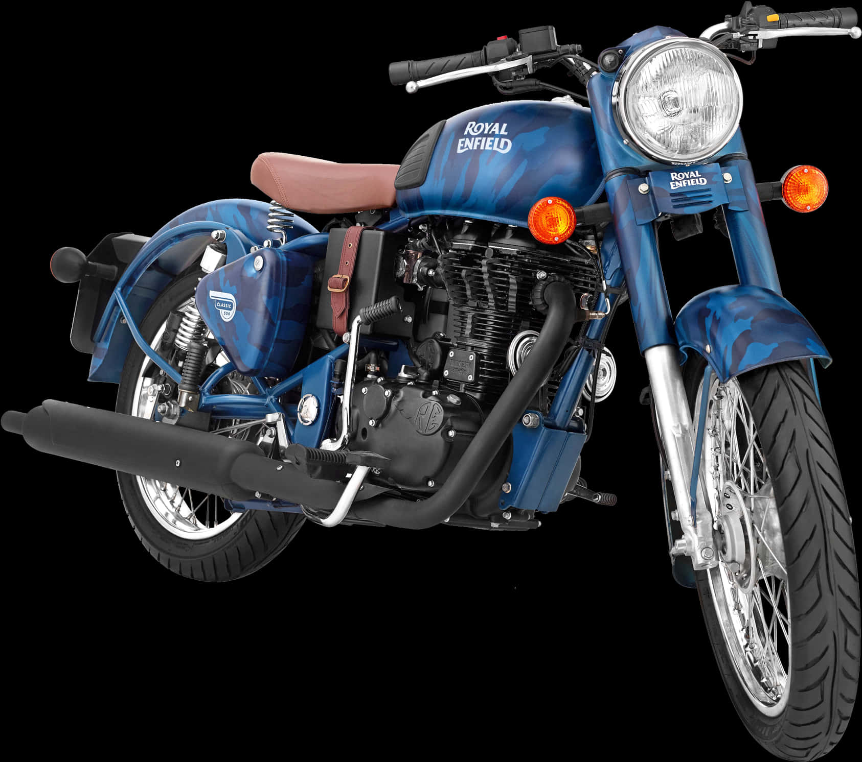 Royal Enfield Classic Motorcycle Blue PNG image