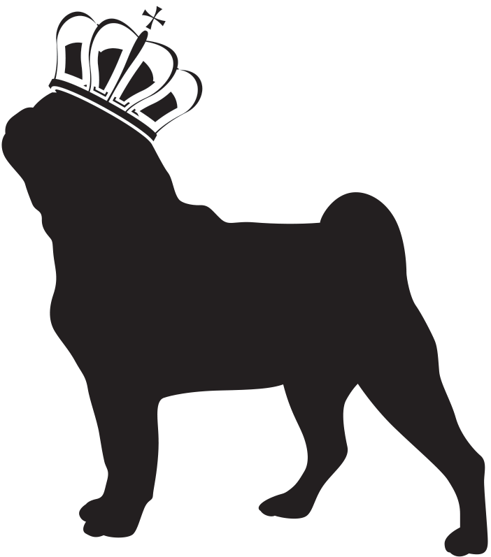 Royal Pug Silhouettewith Crown PNG image
