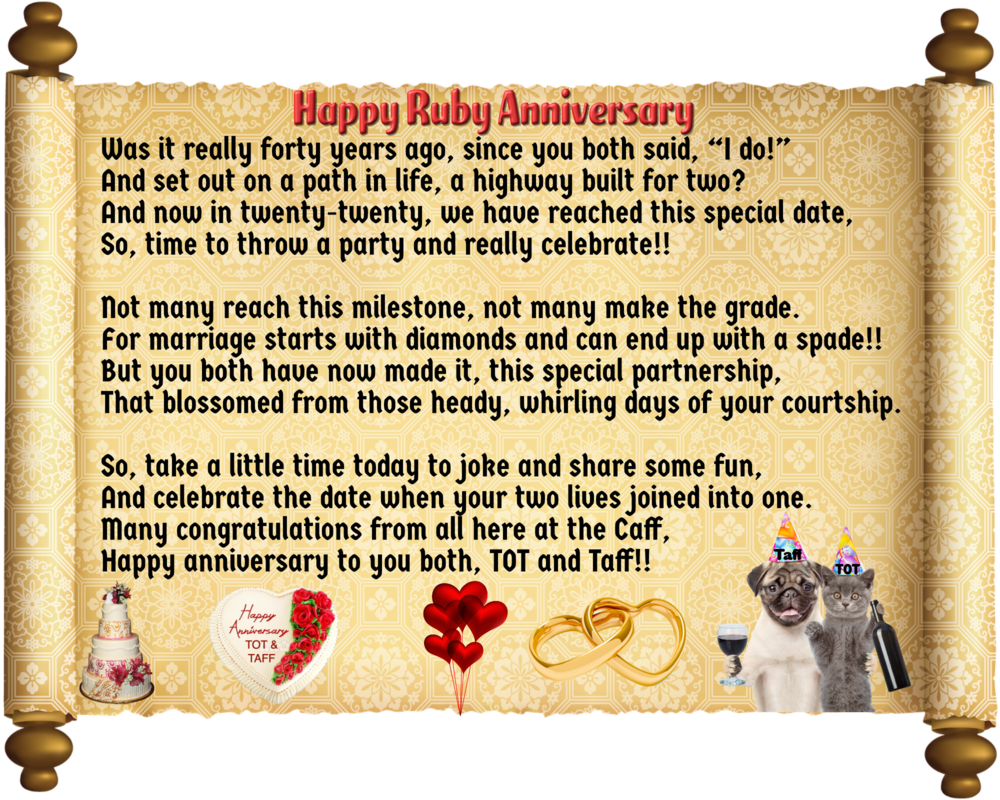 Ruby Anniversary Celebration Poemand Pets PNG image