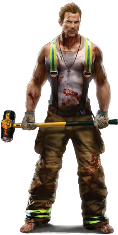 Rugged Firefighterwith Sledgehammer PNG image