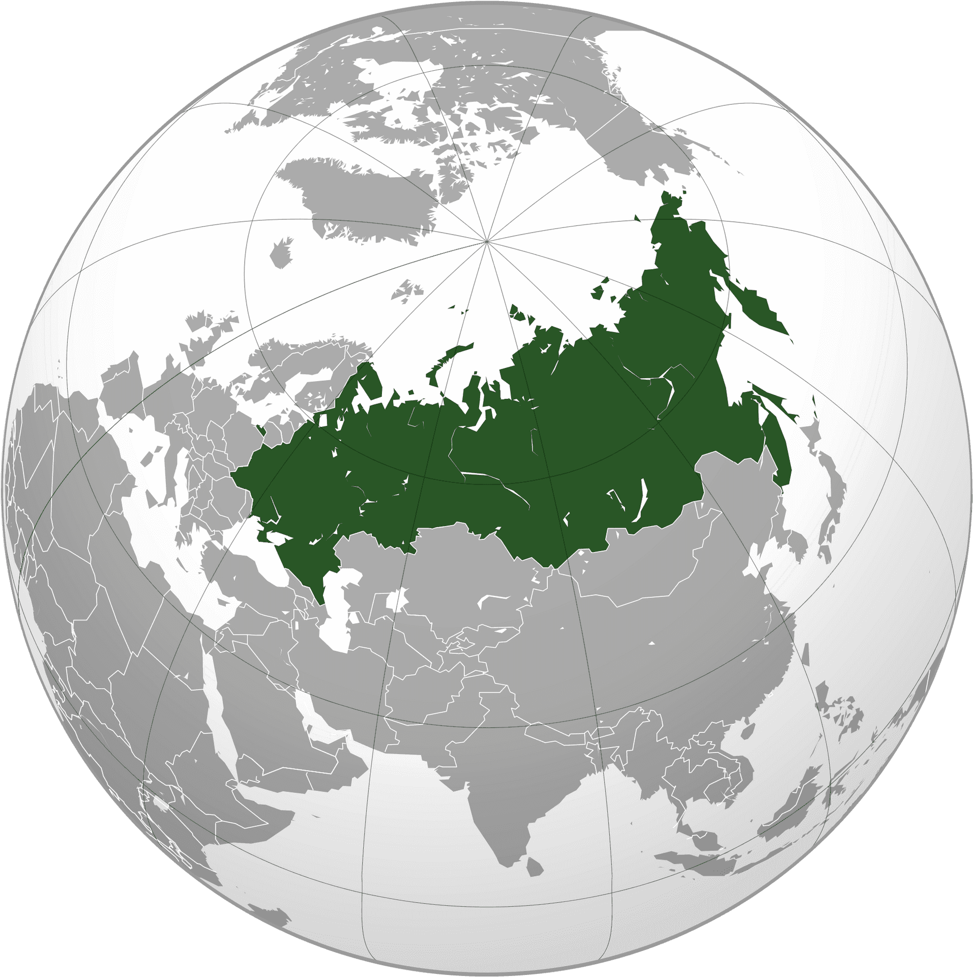 Russia Map Highlighted Global Projection PNG image