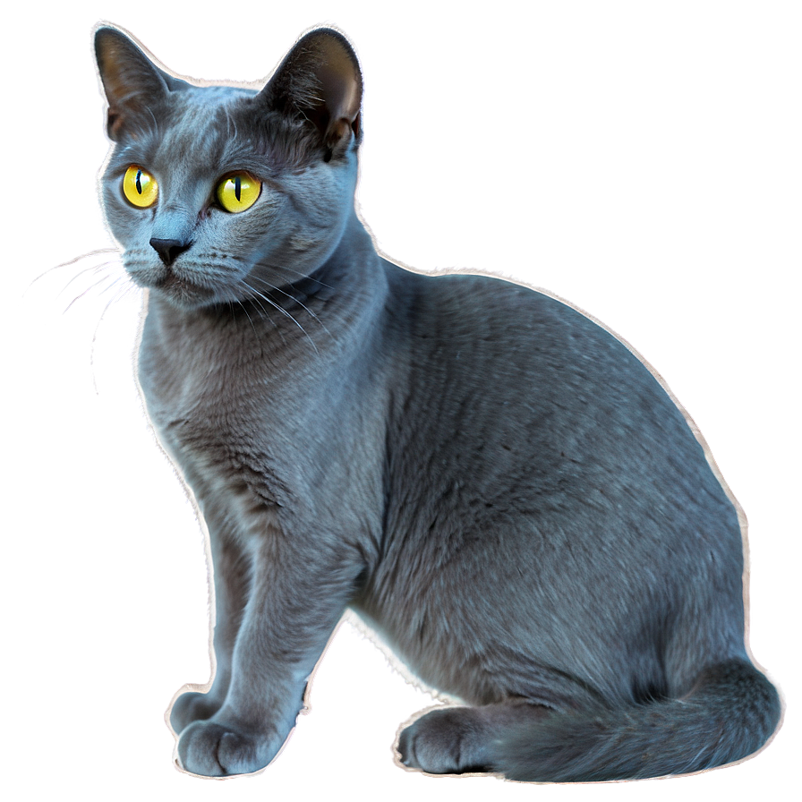 Russian Blue Cat In Elegant Pose Png 88 PNG image