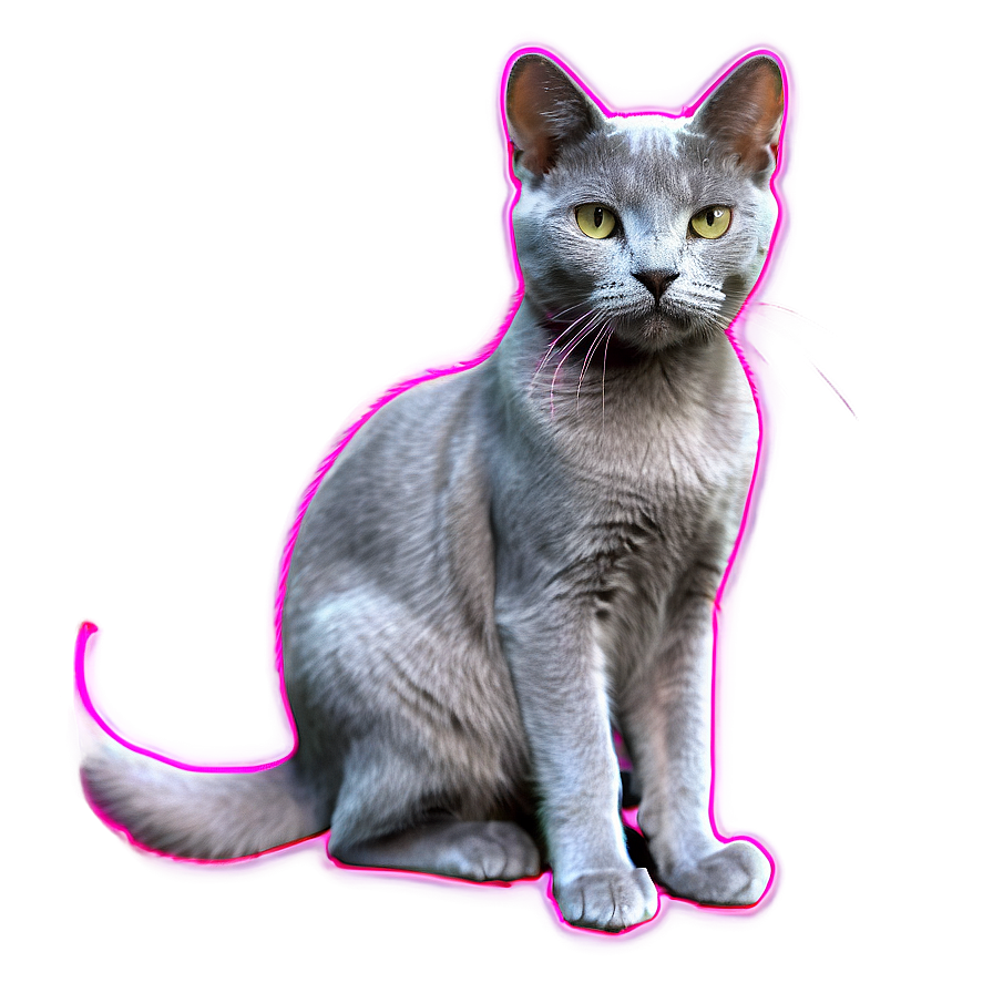 Russian Blue Cat With Pink Nose Png 06272024 PNG image