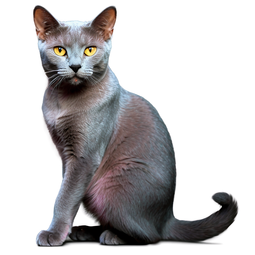 Russian Blue Cat With Pink Nose Png Ubw52 PNG image