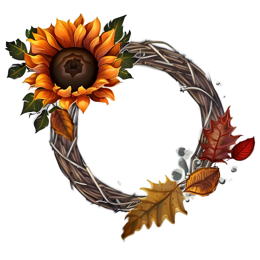 Rustic Autumn Wreath Png Hcf PNG image