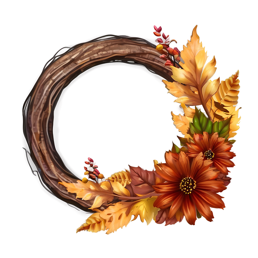 Rustic Autumn Wreath Png Pby76 PNG image