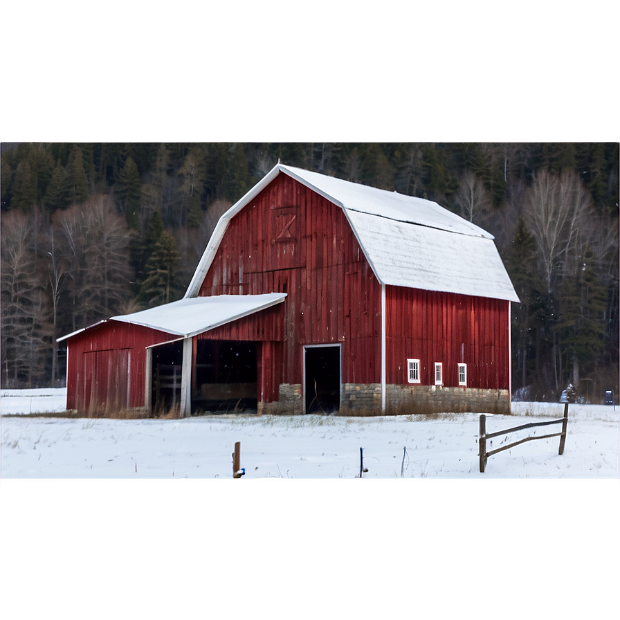 Rustic Barn In Snow Photo Png 05212024 PNG image