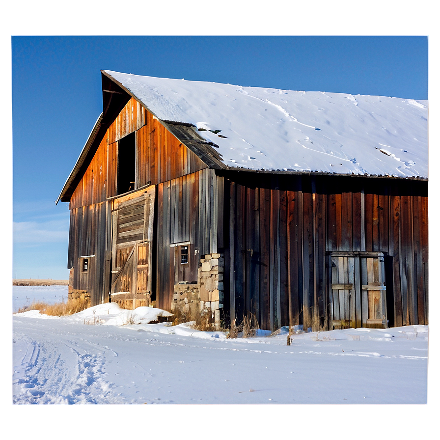 Rustic Barn In Snow Photo Png 11 PNG image