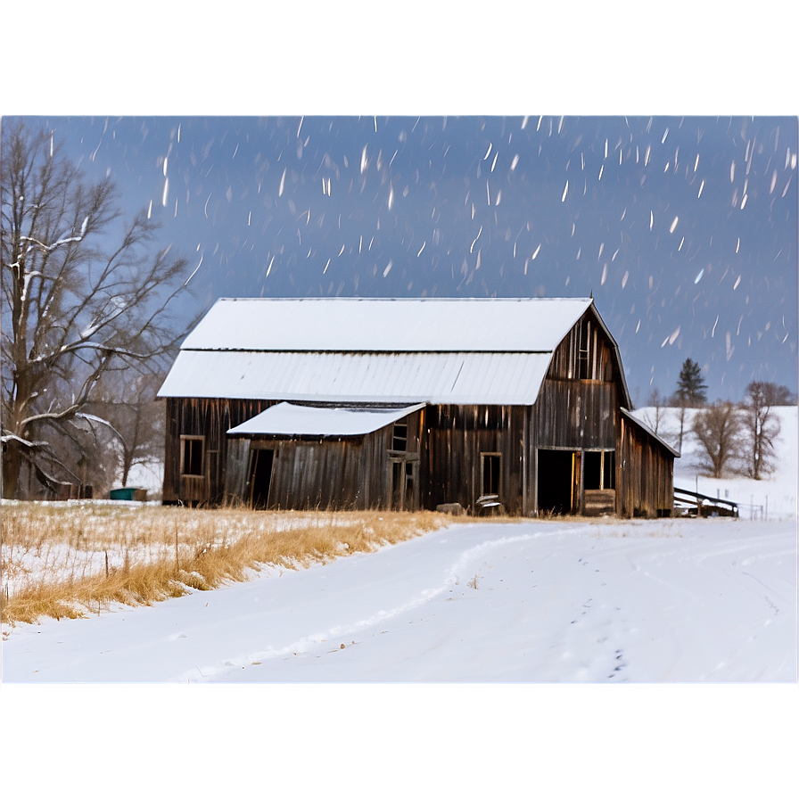 Rustic Barn In Snow Photo Png Dww59 PNG image