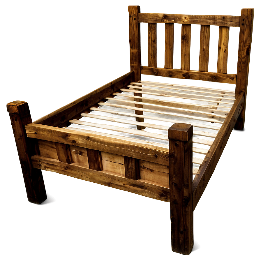 Rustic Bed Frame Wood Png 06282024 PNG image