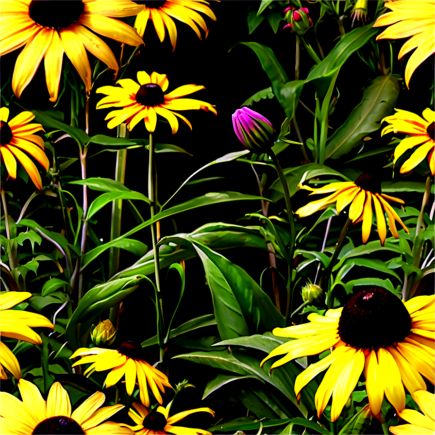 Rustic Black Eyed Susan Field Png Pal PNG image