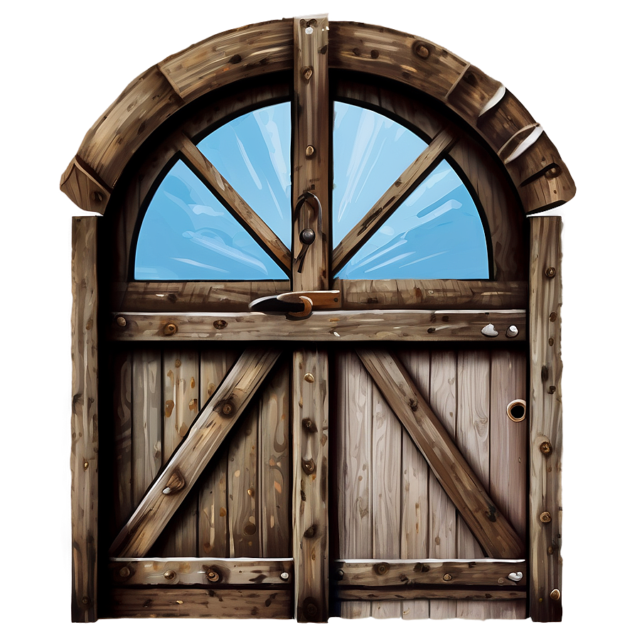 Rustic Closed Door Illustration Png Pcs PNG image