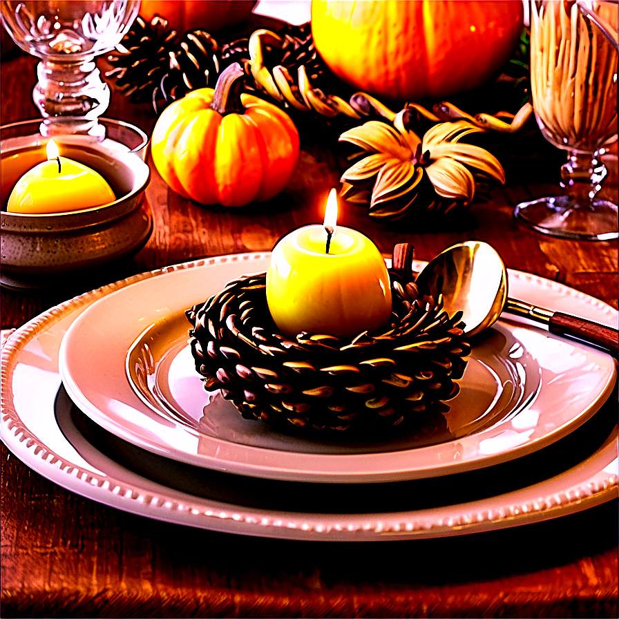 Rustic Fall Table Setting Png Qdm78 PNG image