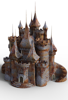 Rustic Fantasy Castle Model PNG image