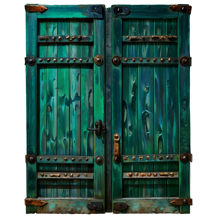 Rustic Green Wooden Door Png Uig PNG image