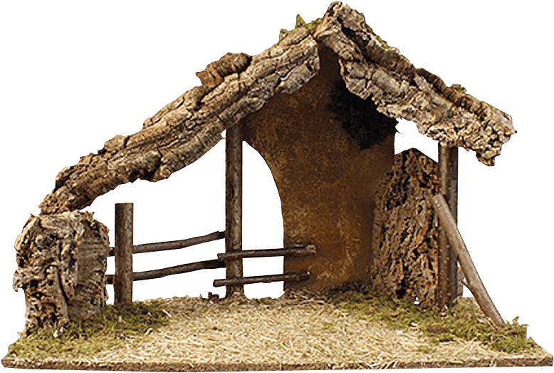 Rustic Nativity Stable Scene PNG image