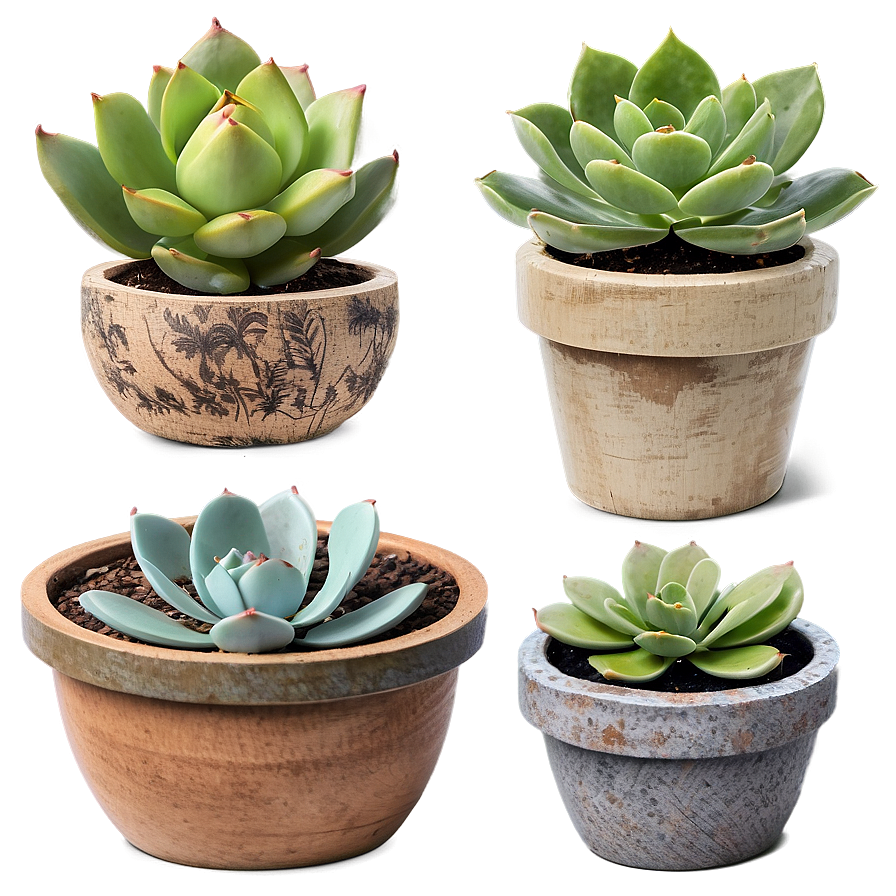 Rustic Succulent Pots Png Jvh77 PNG image