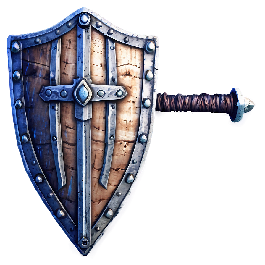 Rustic Sword And Shield Sketch Png 11 PNG image