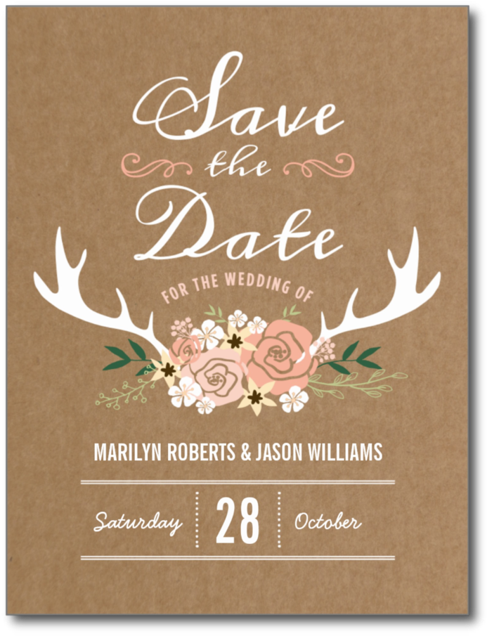 Rustic Wedding Savethe Date Card PNG image